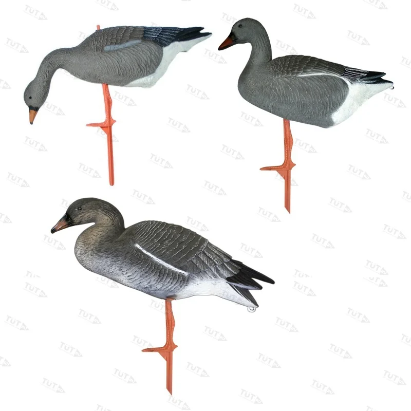 Чучело гуся гуменника на опоре, складн., пластик, комплект - 8корм.2сторож.2отдых., 980гр.