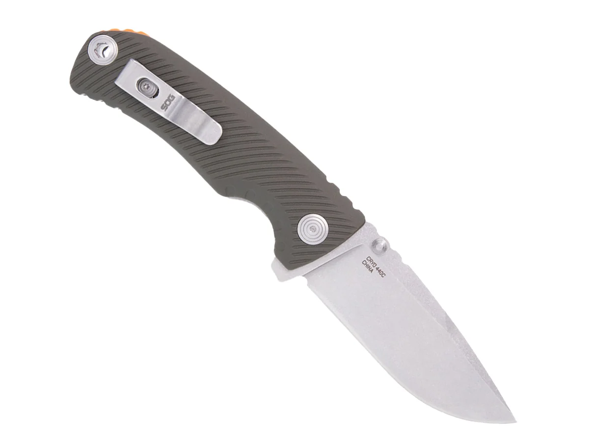 Нож складной SOG Tellus ATK Olive Drab+Blaze Orange,сталь Cryo 440C,блистер