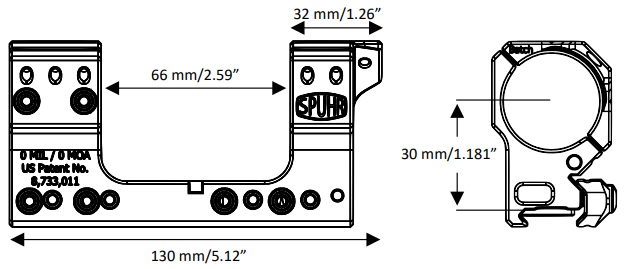 Кронштейн SPUHR Scope Mount Gen3 34мм на Picatinny, h=30мм, 9MIL