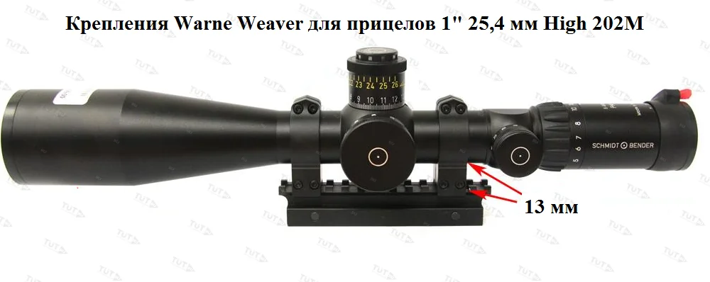 Крепления Warne Weaver для прицелов 1" 25,4 мм High (202M)