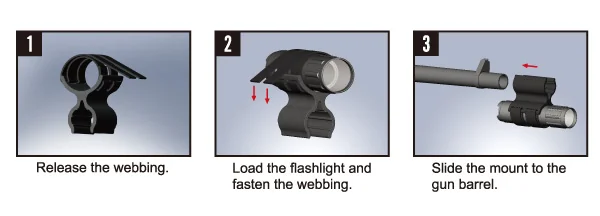 Кронштейн для фонаря - клипса на ствол, липучки под фонарь