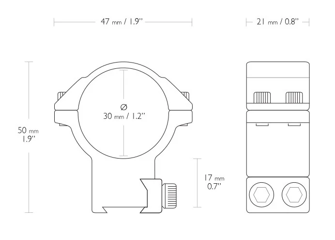 Крепления Hawke 30мм на планку 9-11мм High (высокие) (22102)