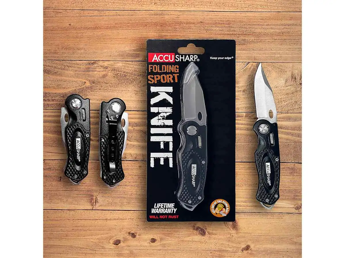 Нож складной AccuSharp Folding Sport Knife, нержавеющая сталь, чёрный