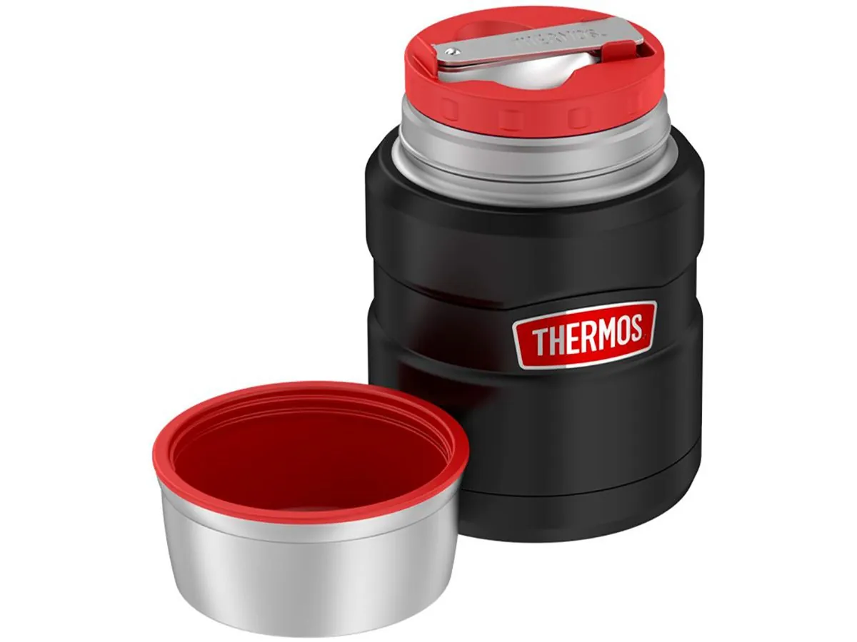 Термос для еды THERMOS KING SK-3000 RCMB 0,47L, складная ложка, чёрный