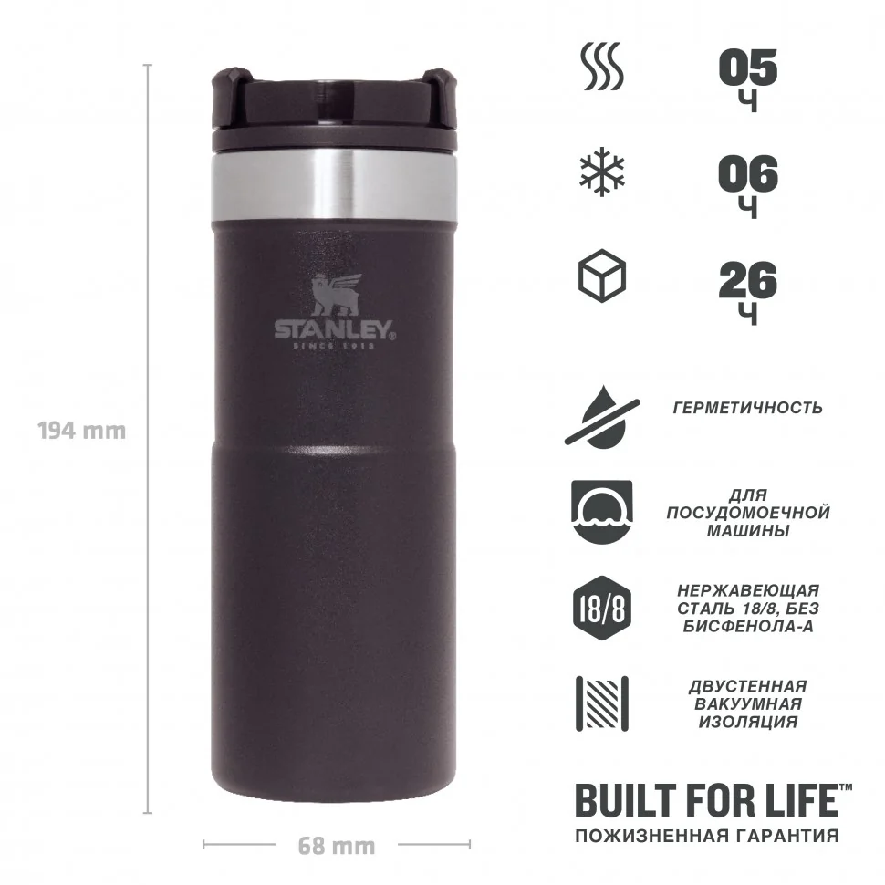 Термокружка STANLEY Classic Neverleak 0,35L чёрная