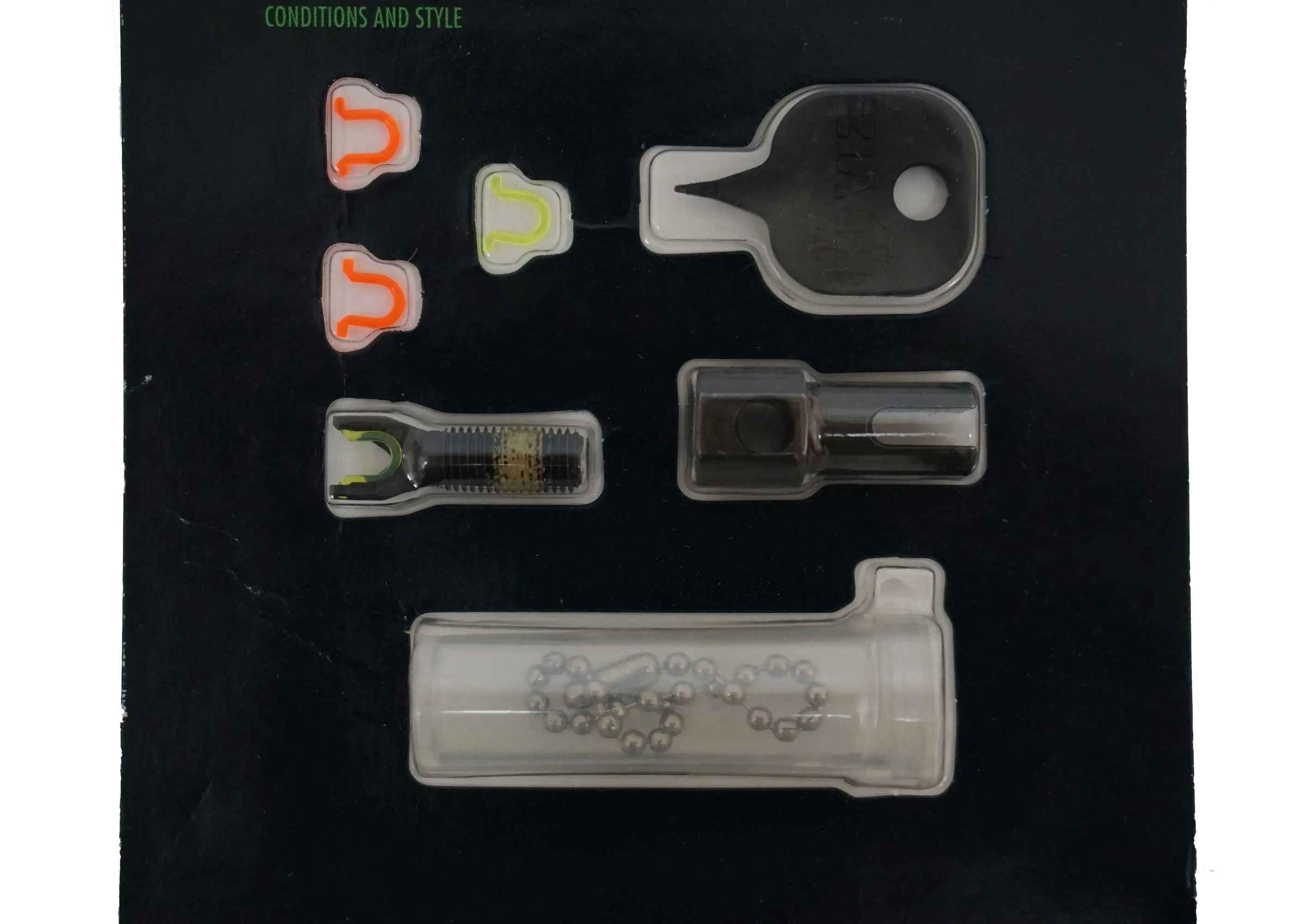 HiViz мушка для АК (сайга, тигр, вепрь), в комплекте 2 зелёных и 2 красных оптоволокна