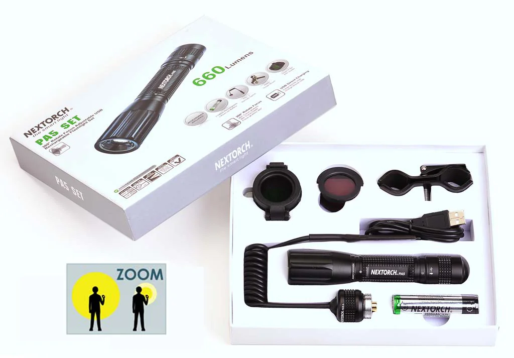 Фонарь Nextorch PA5 комплект, 660 люмен, фокусировка луча