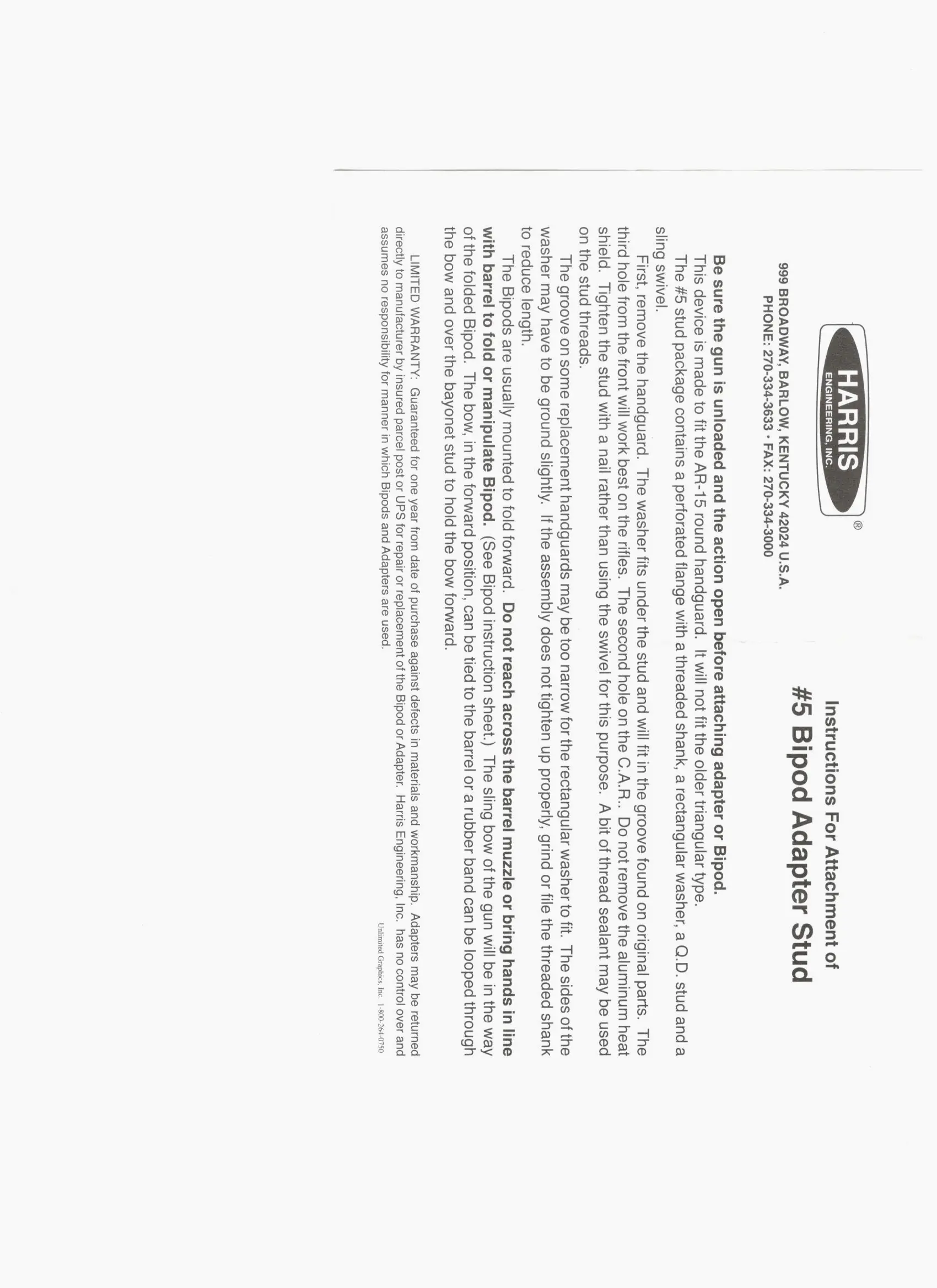 Адаптер №5 для сошек на Colt AR-15 "Harris" (с антабкой)