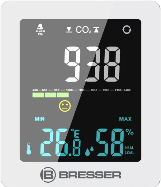 Гигрометр Bresser Air Quality Smile с датчиком CO2, белый