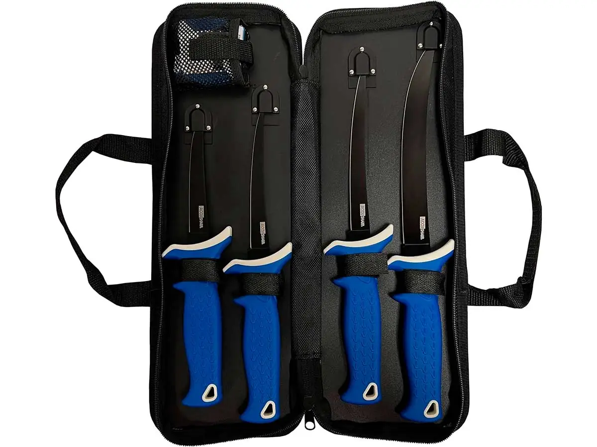 Набор филейных ножей AccuSharp Fillet Knife Kit (4 ножа,точилка,кейс)