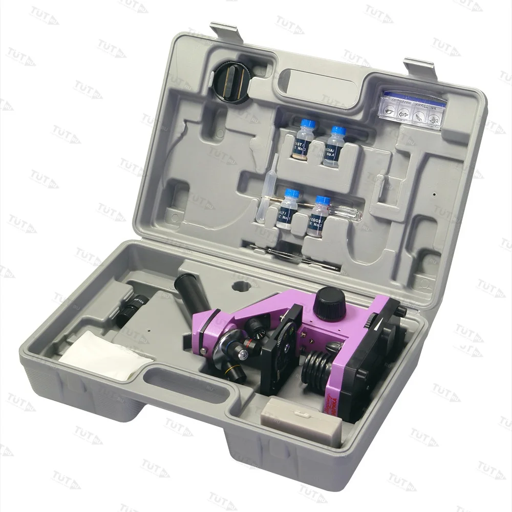 Микроскоп школьный Эврика 40х-400х в кейсе (аметист) 25448