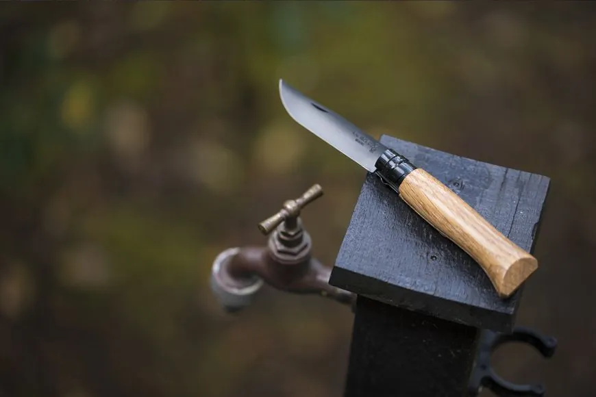 Нож складной Opinel Black Oak 08, нержавеющая сталь, дуб, чёрный матовый
