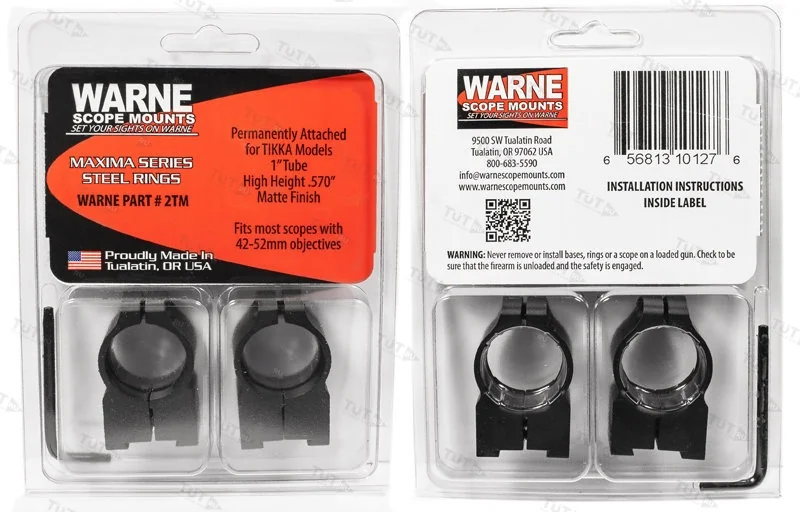 Крепления Warne Tikka для прицелов 1" 25,4 мм High (2TM)