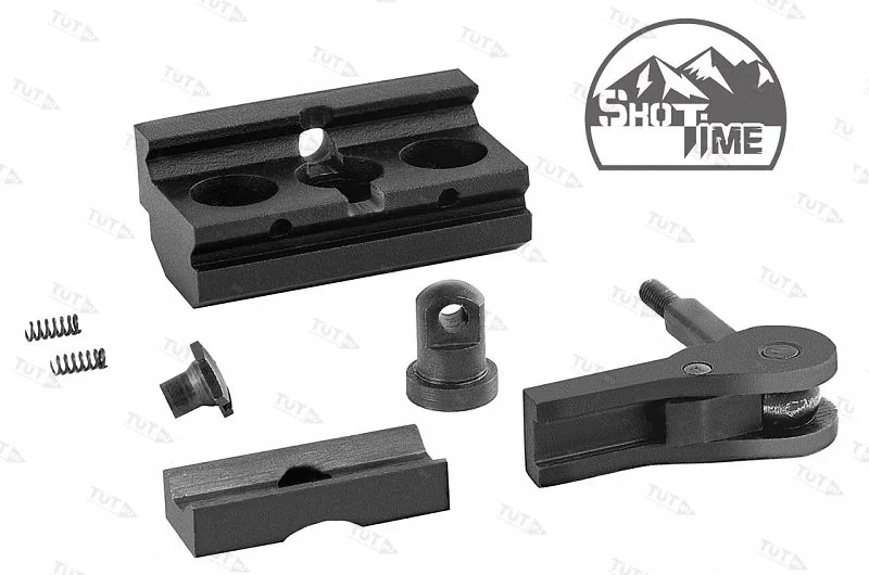 Адаптер-переходник ShotTime быстросъемный для сошек типа Harris на Weaver/Picatinny, сплав Д16Т+ ста