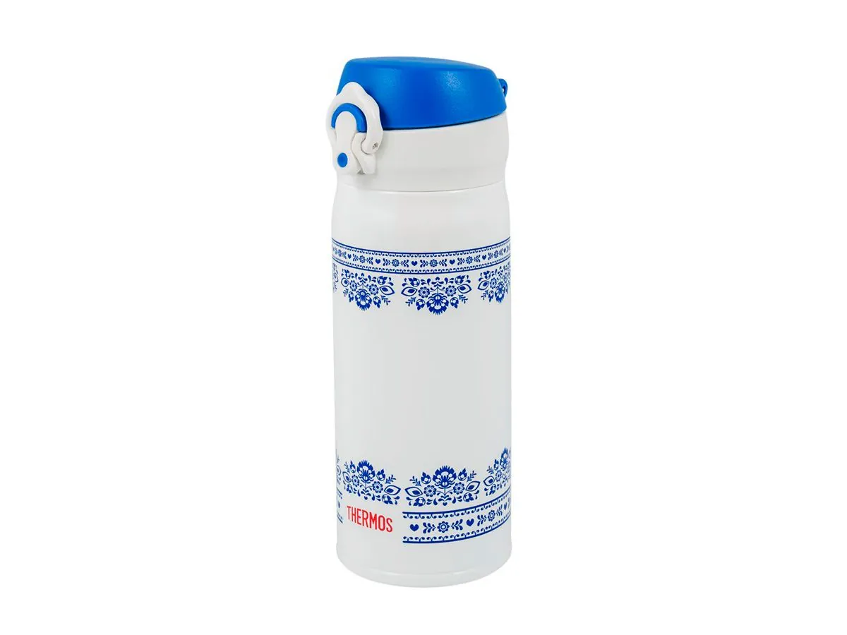 Термокружка THERMOS JNL-402 BLWH 0.4L, откидной механизм, бело-синяя