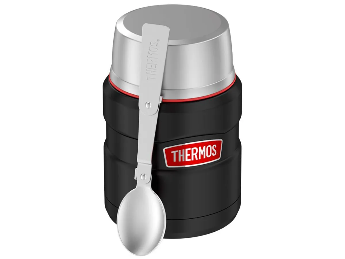 Термос для еды THERMOS KING SK-3000 RCMB 0,47L, складная ложка, чёрный