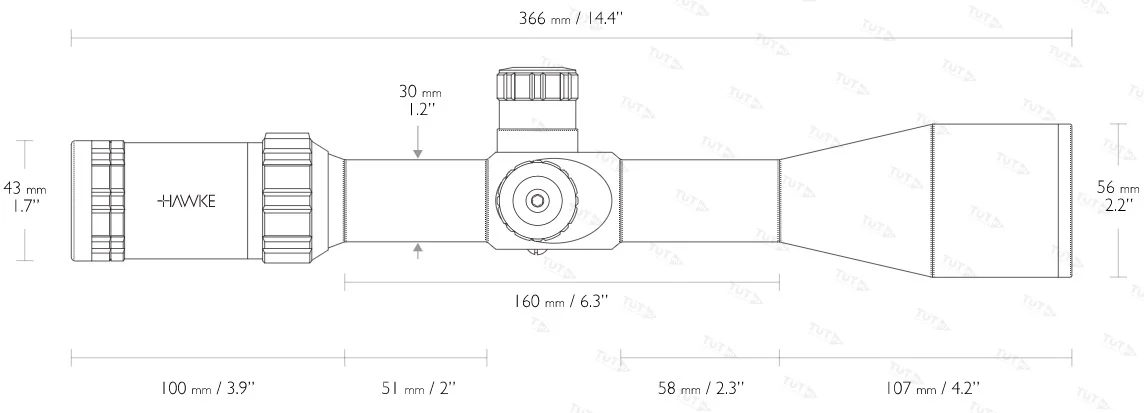 Оптический прицел Hawke Sidewinder 4-16х50 (10х 1/2 Mil Dot)