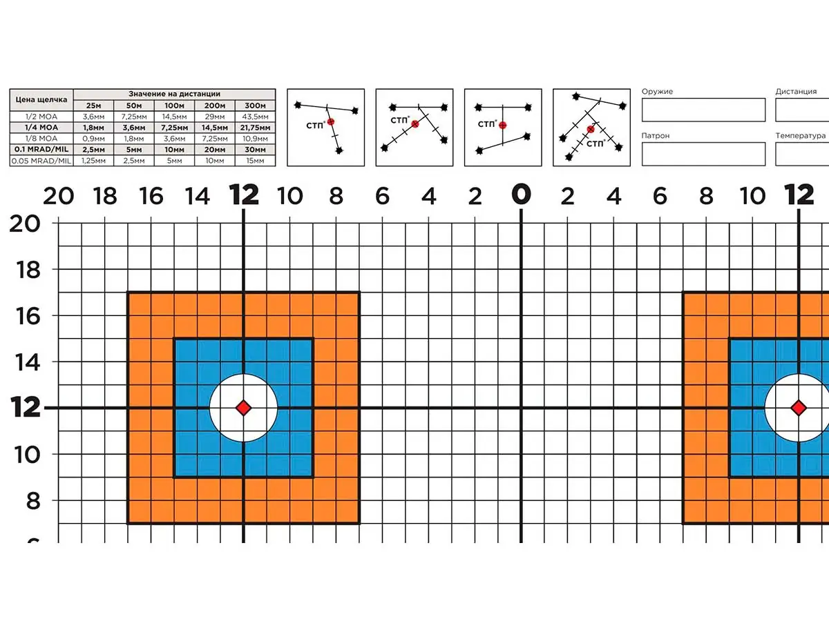 Мишень Выверка-5, 40х40см, 100 г/м, 100 штук