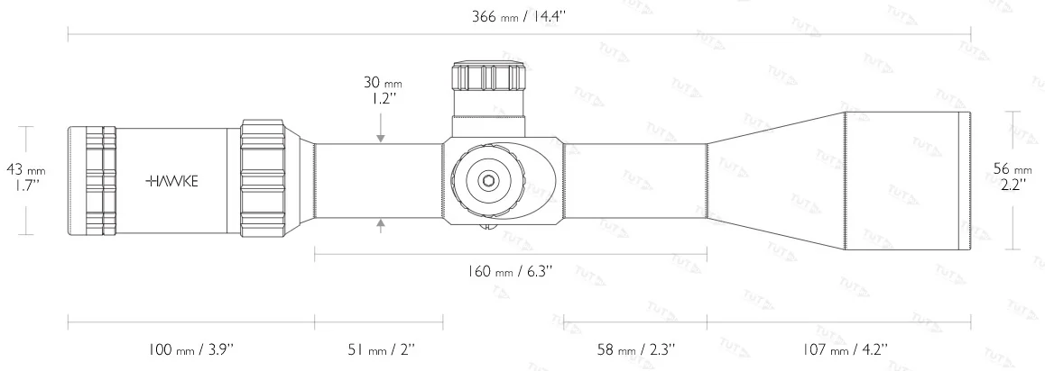 Оптический прицел Hawke Sidewinder FFP 4-16x50( FFP Mil)