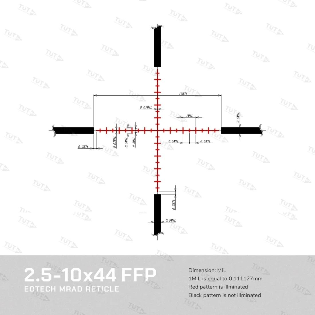 Оптический прицел EOTECH Vudu 2,5-10x44 FFP (сетка MD1) MRAD