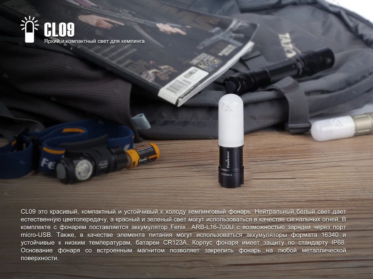 Фонарь Fenix CL09 серый