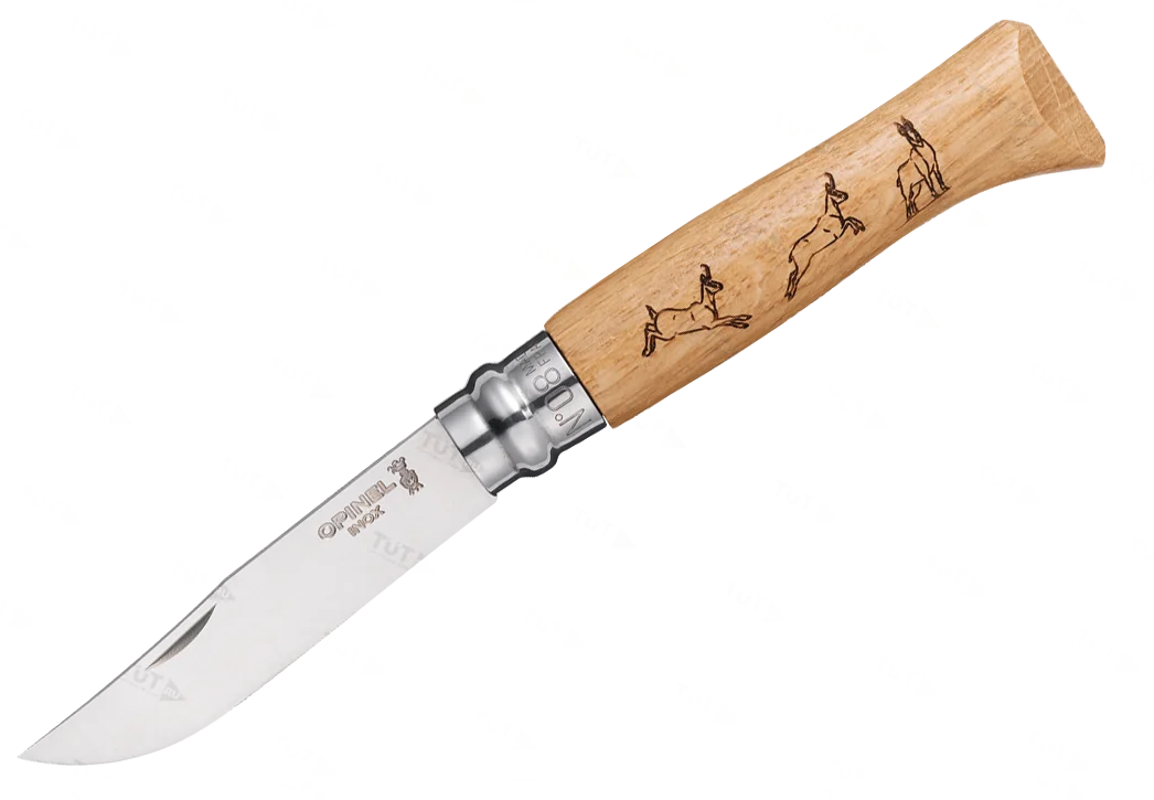 Нож складной Opinel №8 VRI Animalia Chamois (серна)  дуб, длина клинка 8.5см