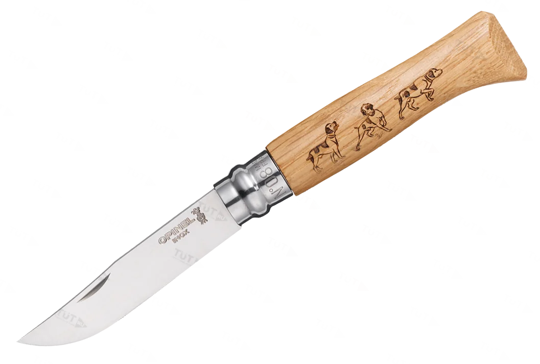 Нож складной Opinel №8 VRI Animalia Dog (собака) дуб, длина клинка 8.5 см