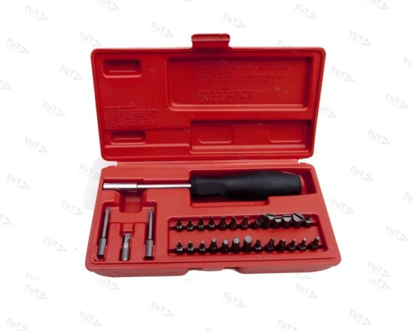 Набор отверток DAC оружейный 31 предмет (29 бит, 1 отвертка, футляр).  РУКОЯТЬ - РЕЗИНА, ФУТЛЯР - ПЛ