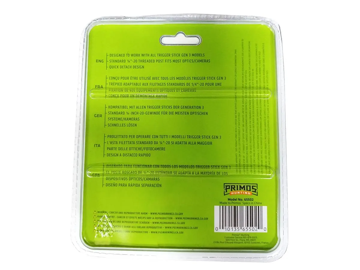 Крепление камеры Primos на Trigger Stick Gen3, быстросъемное