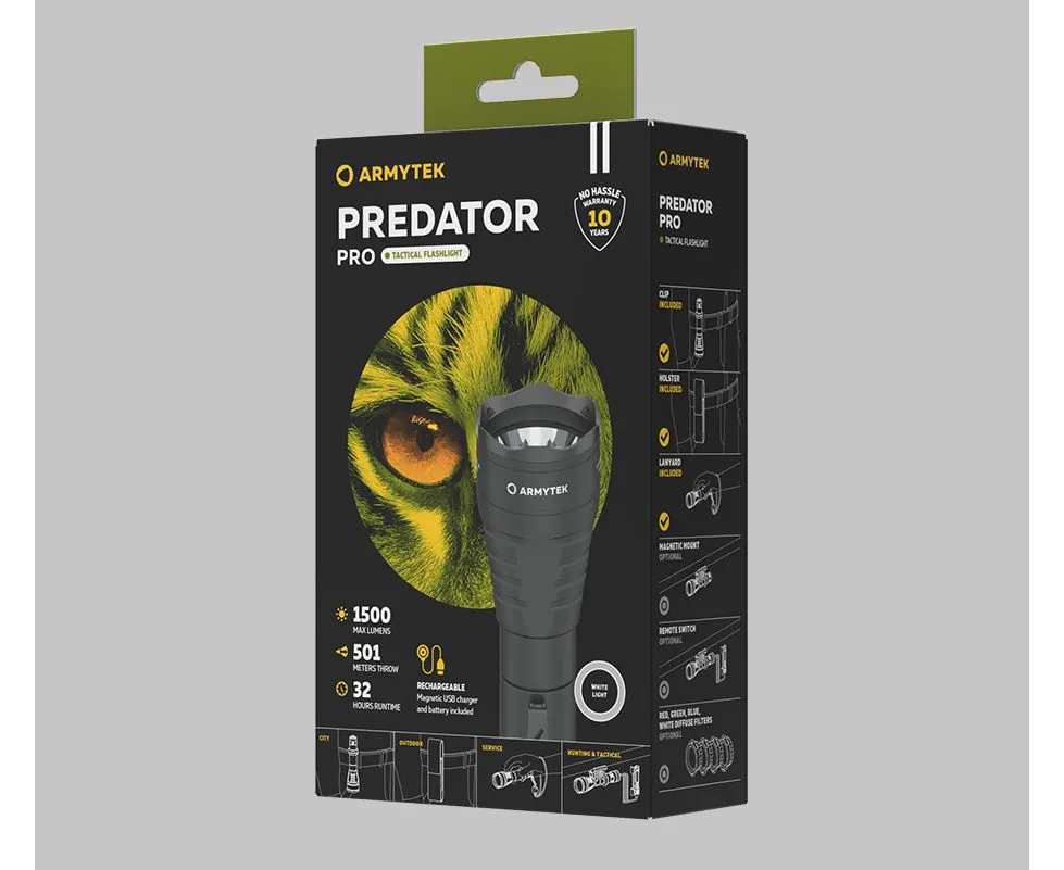 Фонарь ARMYTEK PREDATOR PRO Magnet USB XHP35.2 HI (белый свет)