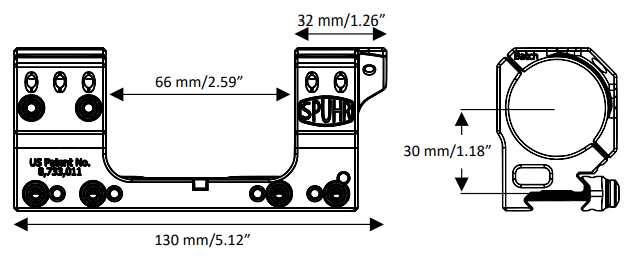 Кронштейн SPUHR Scope Mount Gen3 34мм на Picatinny, h=30мм, 6MIL