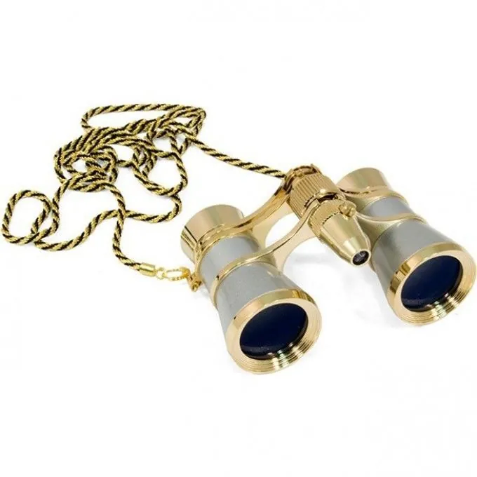 Бинокль Levenhuk Broadway 325F с подсветкой и цепочкой, серебряный