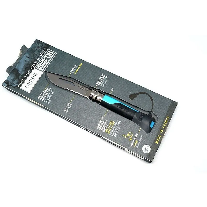 Нож складной Opinel Outdoor 08, нержавеющая сталь, полимер, синий/серый