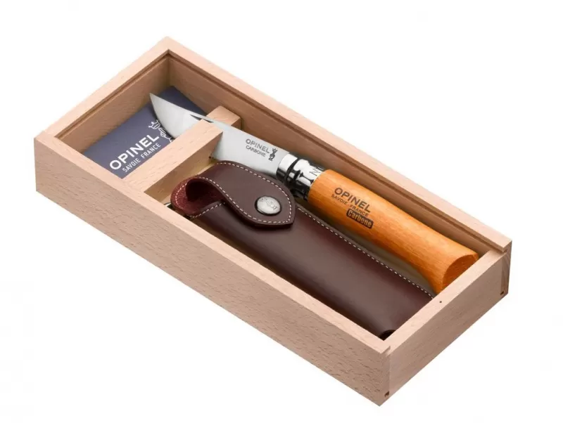 Нож складной Opinel Tradition 08, углеродистая сталь, бук, чехол, футляр
