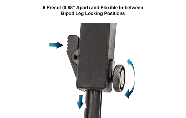 Сошки UTG на Weaver/Picattiny + на антабку, регулир. высота 5 позиций от 15,2 до 21,6 см., 5 углов н