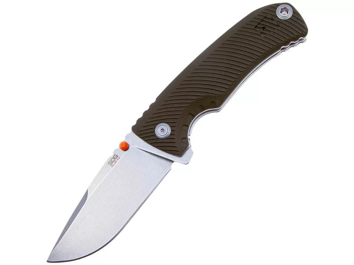 Нож складной SOG Tellus FLK Olive Drab, сталь Cryo 440C,рукоять GRN,блистер