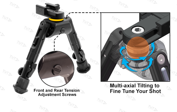 Сошки UTG 360° на Weaver/Pic., вращающ.наклон.база, 20,6-30,4 см, 5 углов опор,переходник с антабки,