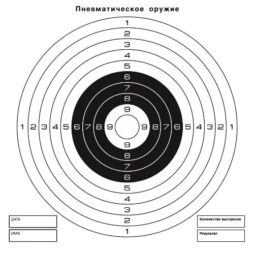 Мишень для пневматики 25 м чёрно-белая
