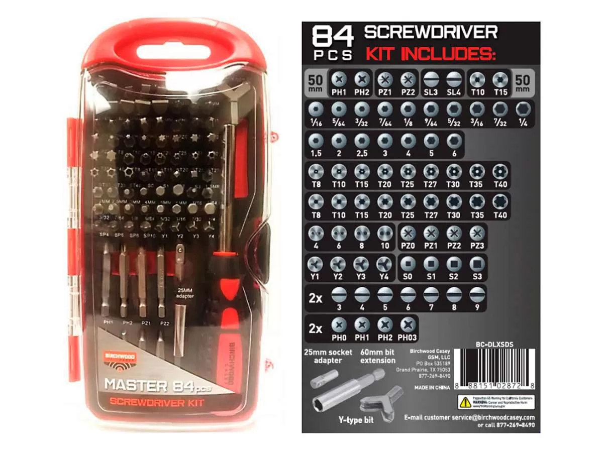 Набор бит с отвёрткой Birchwood Casey Master Screwdriver Kit , 84 шт.