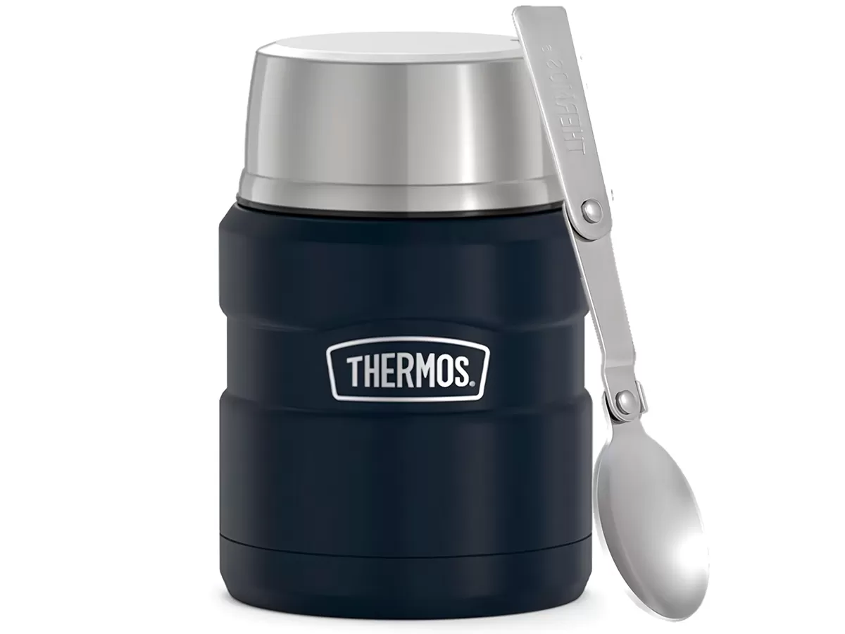 Термос для еды THERMOS KING SK-3000 MMB 0,47L, складная ложка, чёрный